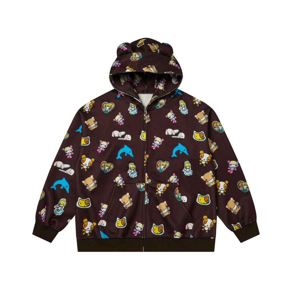 BlackBerry_Plush_Teddy_Ear_Doll_Applique_Women's_Polyester_Cotton_Zip-up_Hoodies_1078598567454_MISSTT