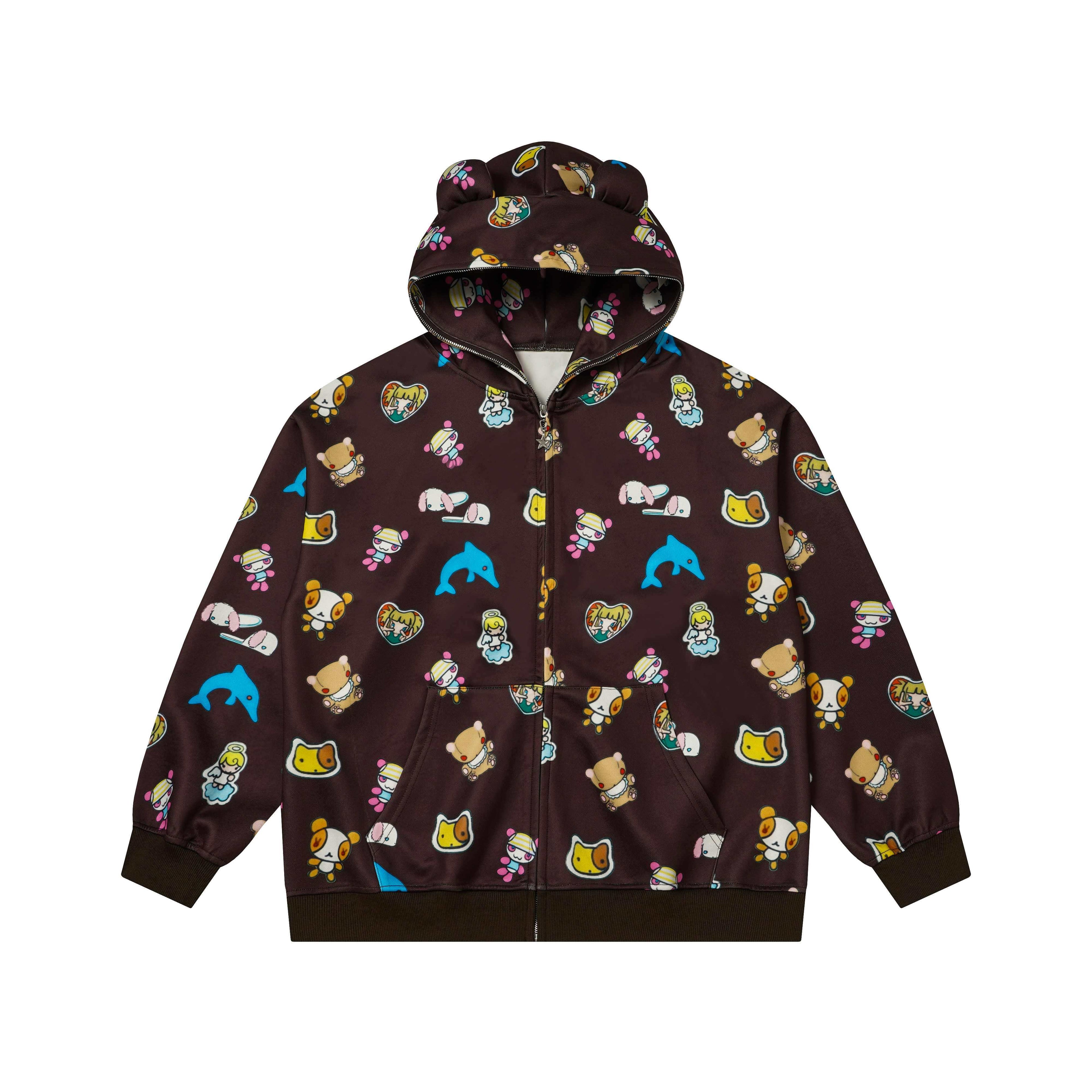 BlackBerry_Plush_Teddy_Ear_Doll_Applique_Women's_Polyester_Cotton_Zip-up_Hoodies_1078598567454_MISSTT