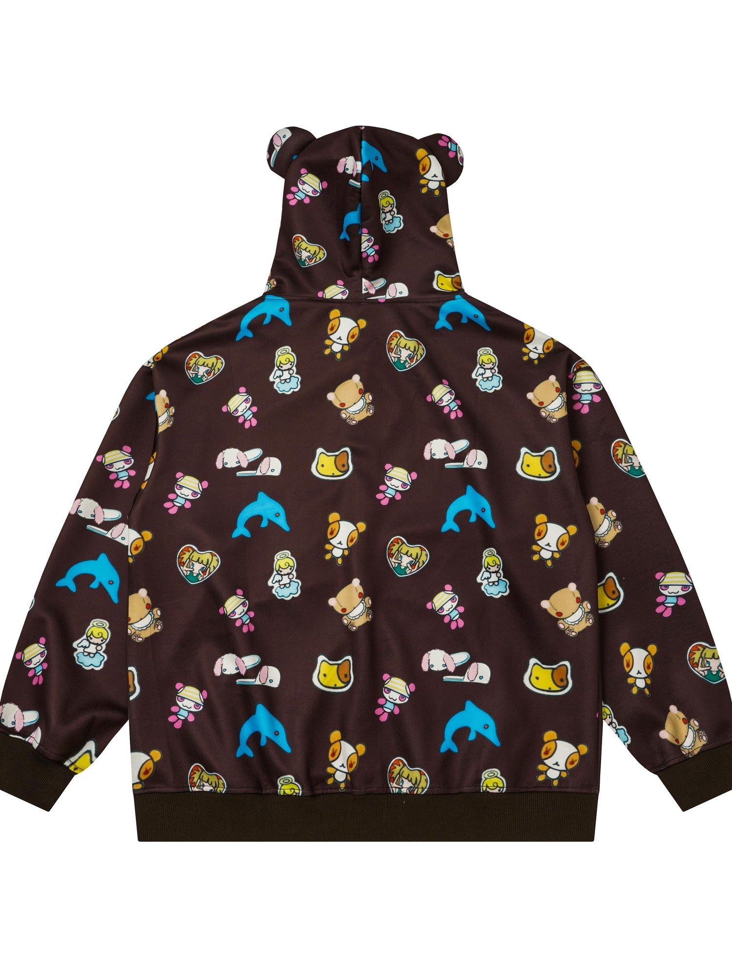 BlackBerry Plush Teddy Ear Doll Applique Women's Polyester Cotton Zip-up Hoodies