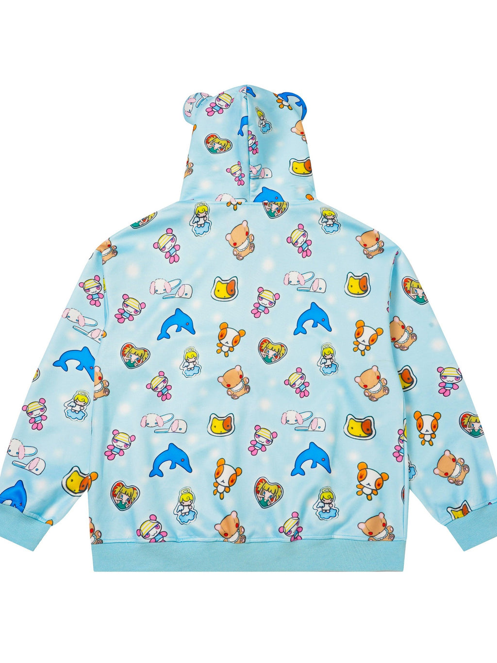BlackBerry Plush Teddy Ear Doll Applique Women's Polyester Cotton Zip-up Hoodies