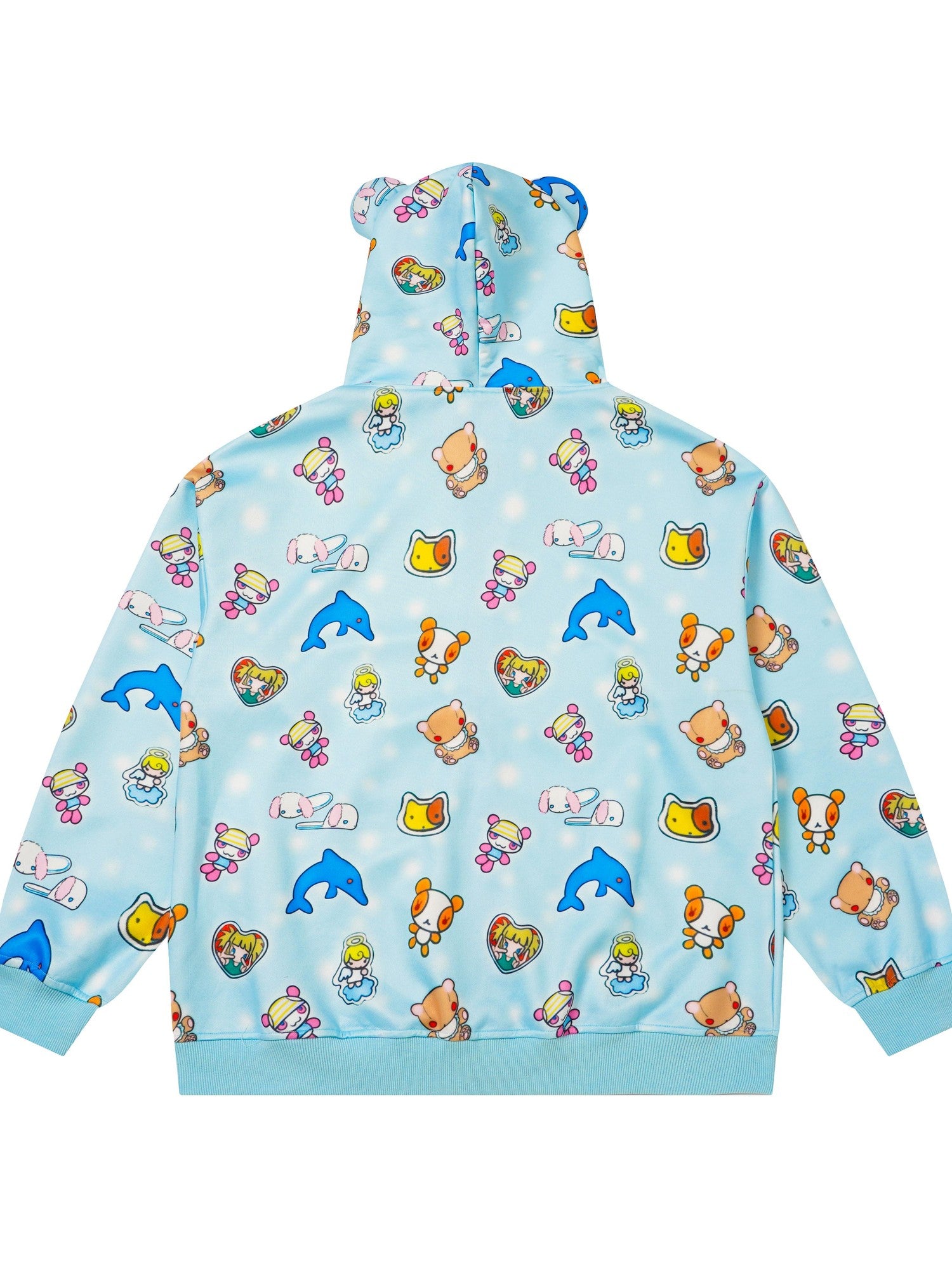 BlackBerry Plush Teddy Ear Doll Applique Women's Polyester Cotton Zip-up Hoodies