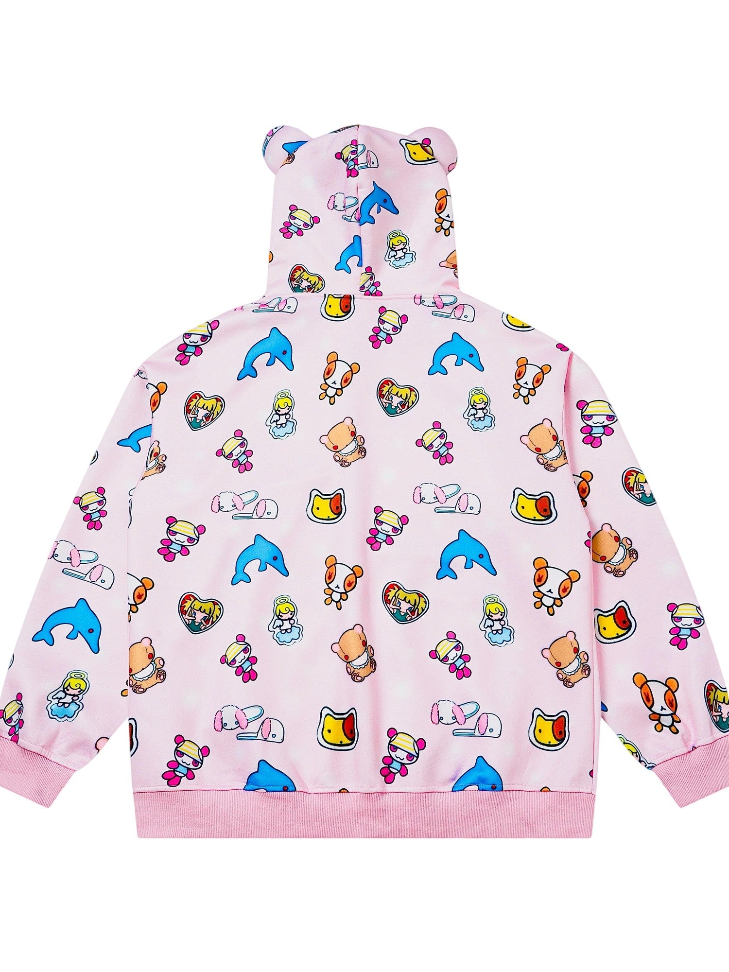 BlackBerry Plush Teddy Ear Doll Applique Women's Polyester Cotton Zip-up Hoodies