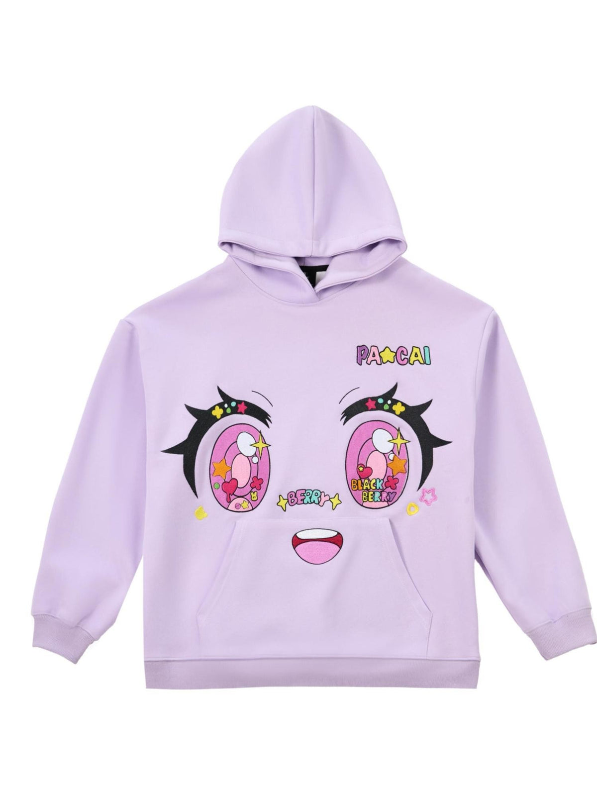 BlackBerry Purple Comic Embroidered Hooded Expression Women's Sweatshirts