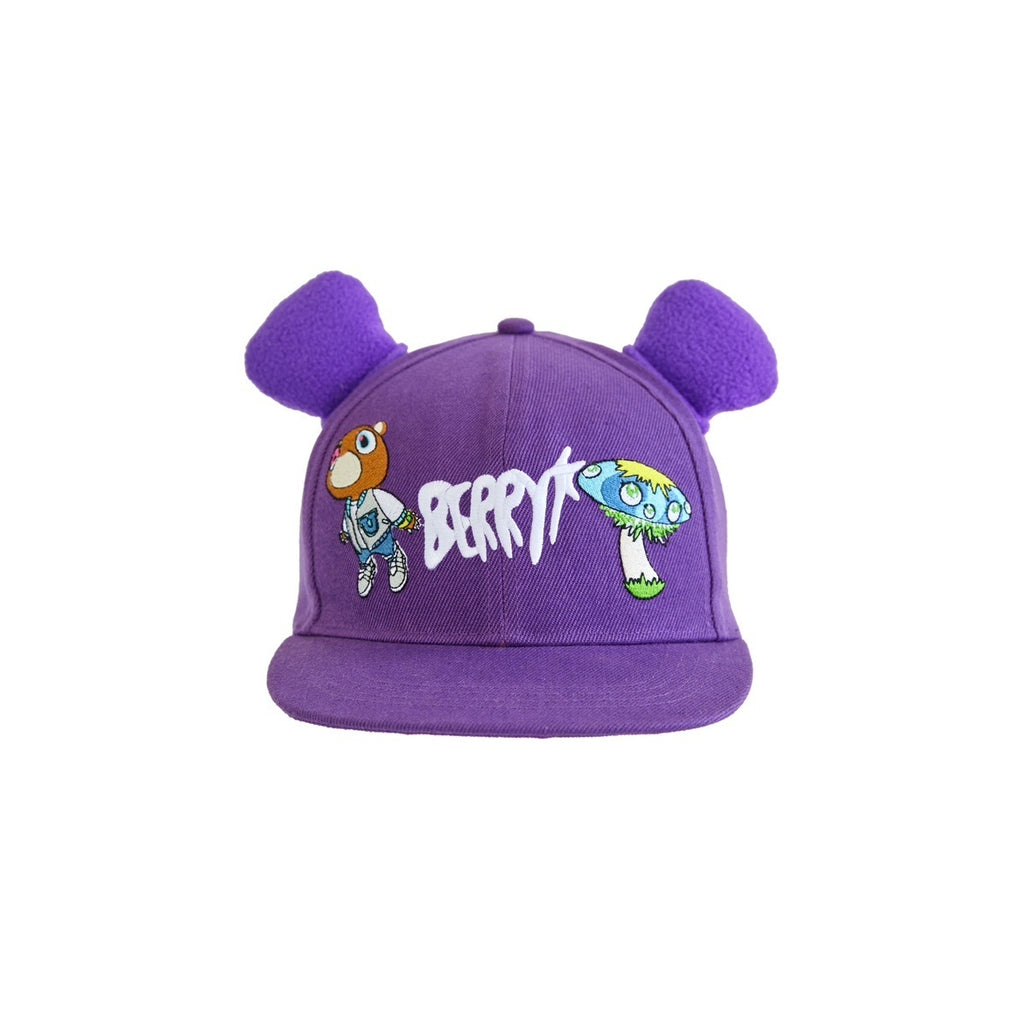 BlackBerry_Purple_Dropout_Bear_Motif_Adjustable_Flat_Brim_Women's_Cotton_Baseball_Caps_797429356827_MISSTT