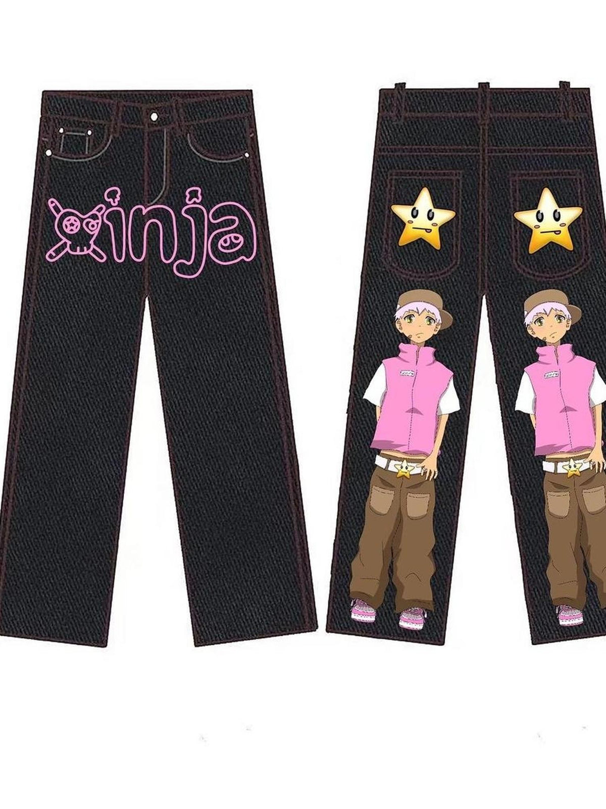 BlackBerry Street Ninja Graphic Women's 100 Percent Cotton Straight-leg Jeans