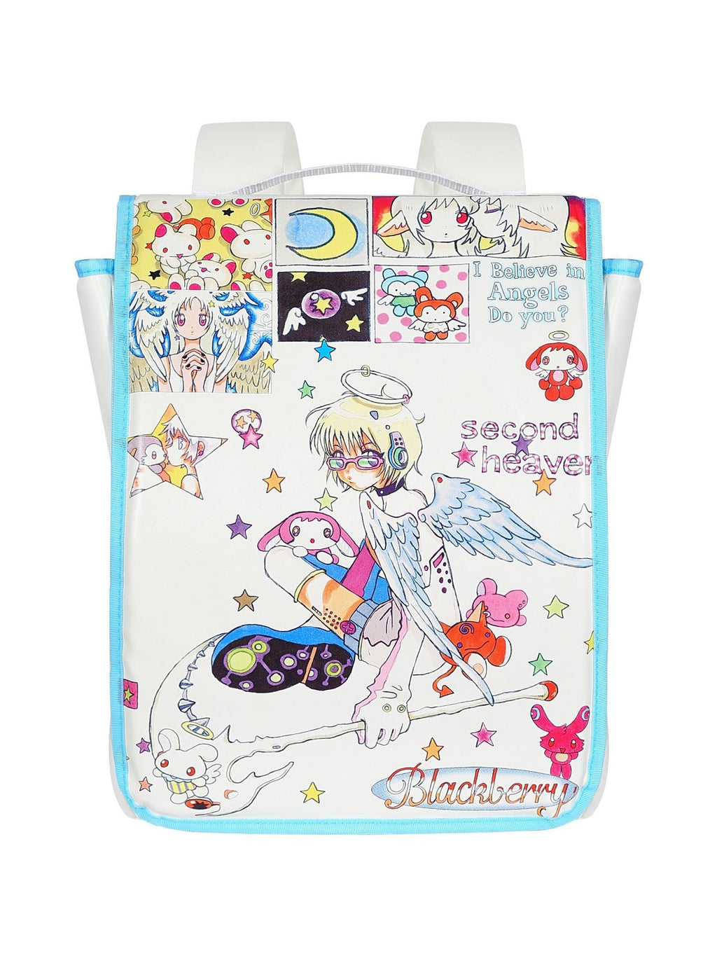 BlackBerry White Angel Print Cartoon Women's Casual Everyday School Backpacks