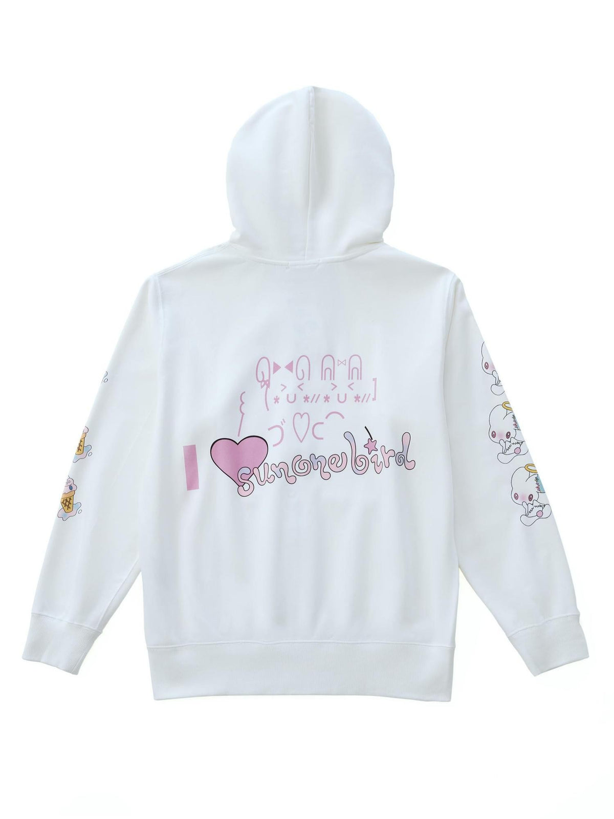 BlackBerry White Bunny Print Collab Loose Fit Street Women's Zip-up Hoodies