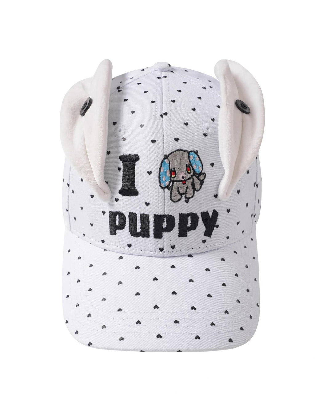 BlackBerry White Cartoon Puppy Ears Heart Adjustable Women's Cotton Baseball Caps