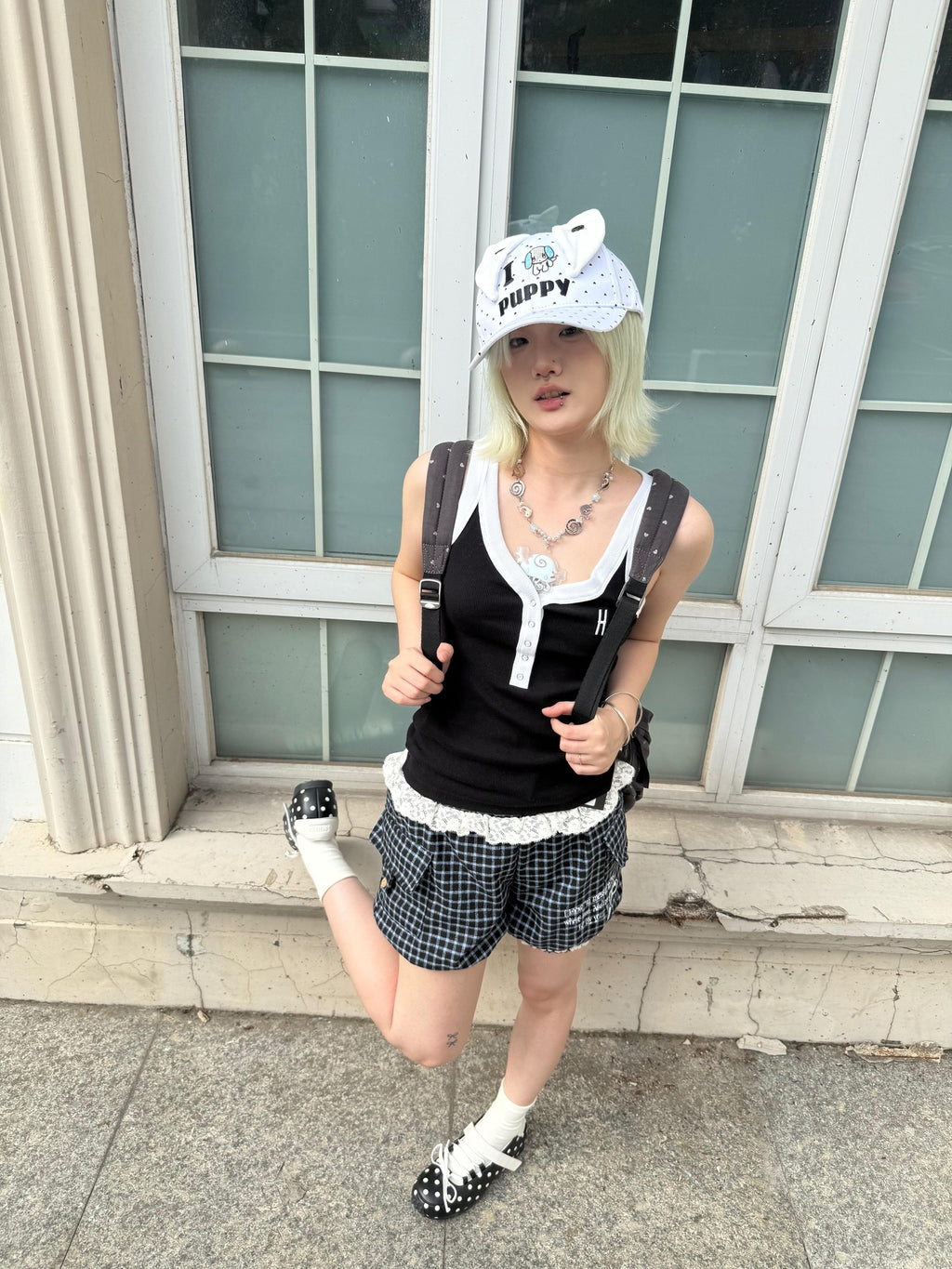 BlackBerry White Cartoon Puppy Ears Heart Adjustable Women's Cotton Baseball Caps