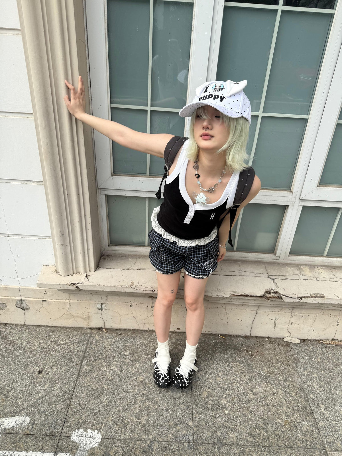 BlackBerry White Cartoon Puppy Ears Heart Adjustable Women's Cotton Baseball Caps