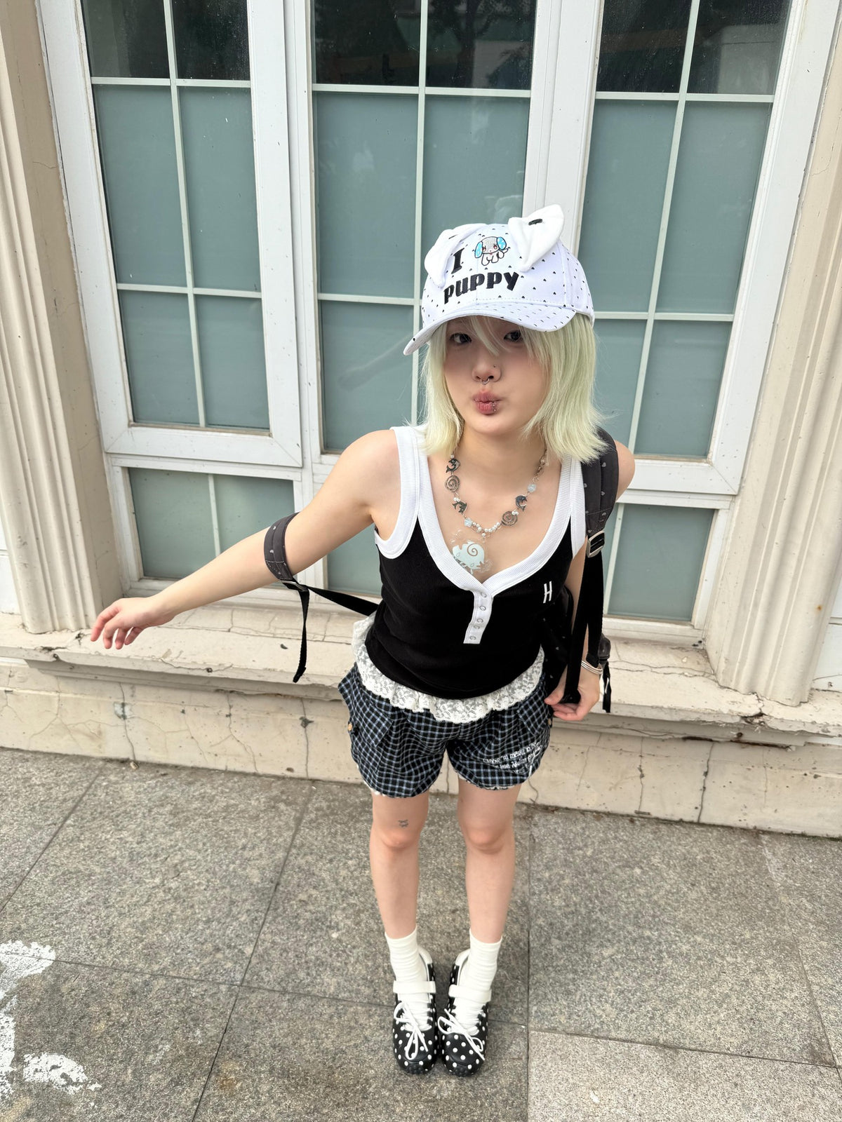BlackBerry White Cartoon Puppy Ears Heart Adjustable Women's Cotton Baseball Caps