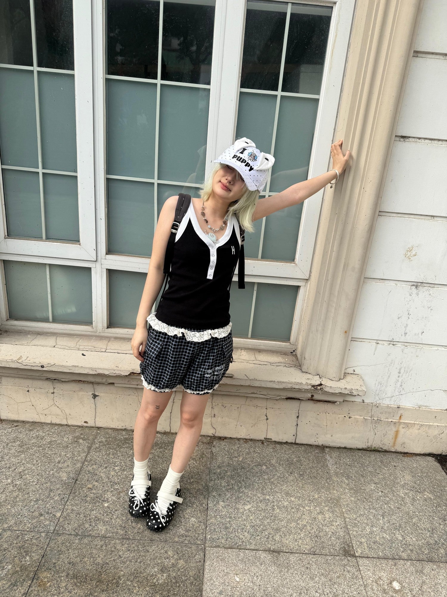 BlackBerry White Cartoon Puppy Ears Heart Adjustable Women's Cotton Baseball Caps