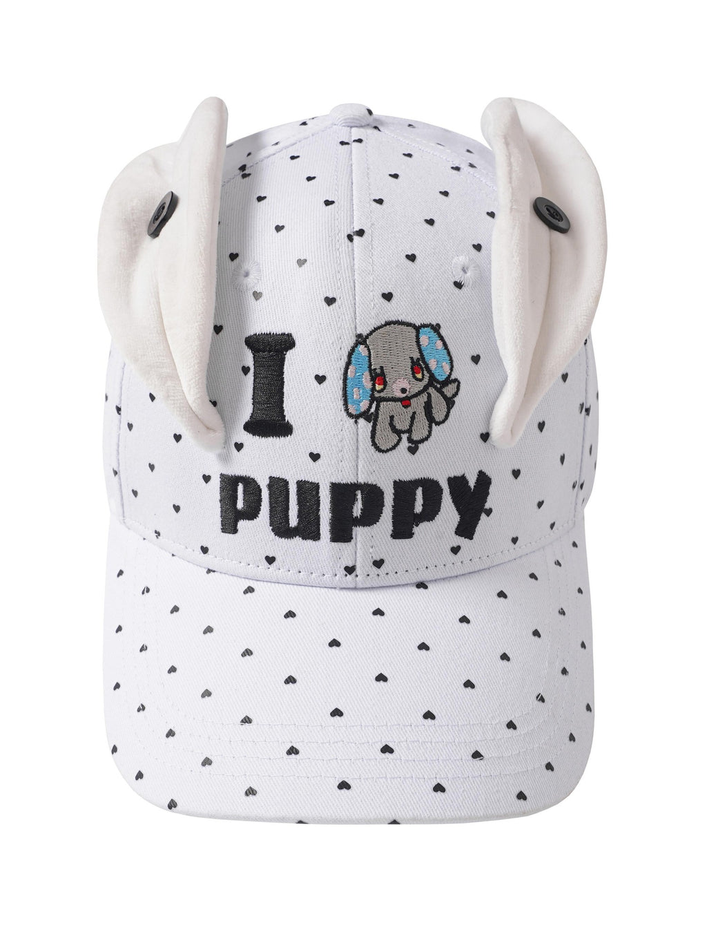 BlackBerry White Cartoon Puppy Ears Heart Adjustable Women's Cotton Baseball Caps