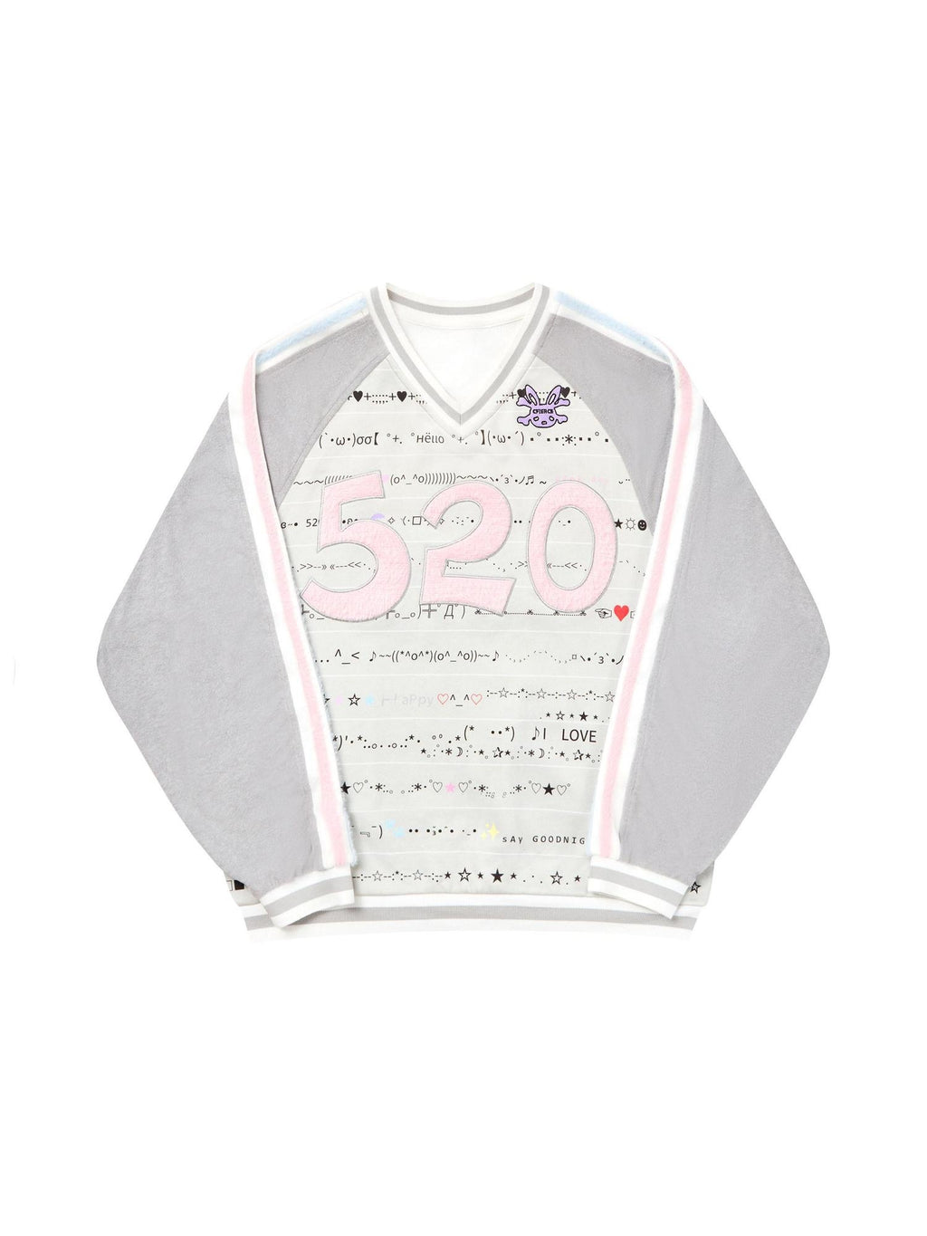 CFIERCE 100% Cotton Oversized V-neck Street Style Unisex Gray Long Sleeve Pullover