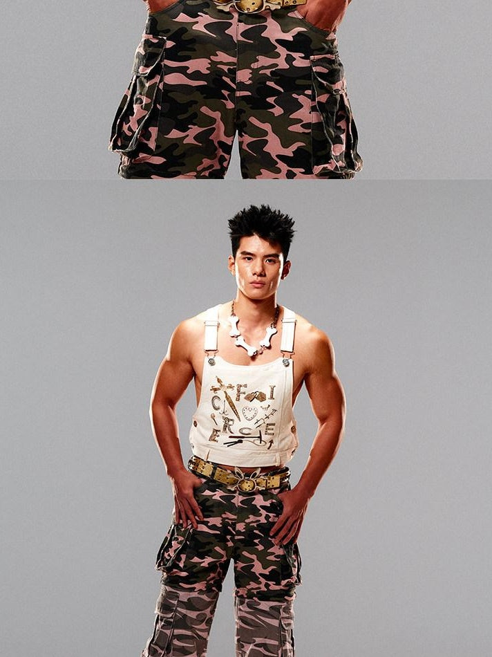 CFIERCE 100 Percent Cotton Cropped Utility H Cut Unisex Beige Layering Vest
