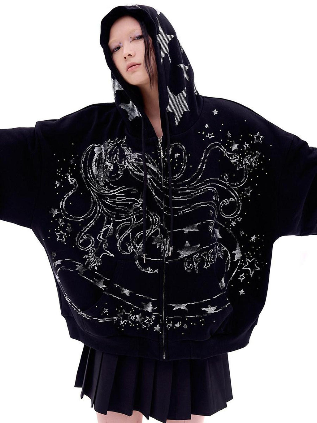 CFIERCE 100 Percent Cotton Loose Fit Cartoon Anime Zip Up Long Sleeve Casual Jacket
