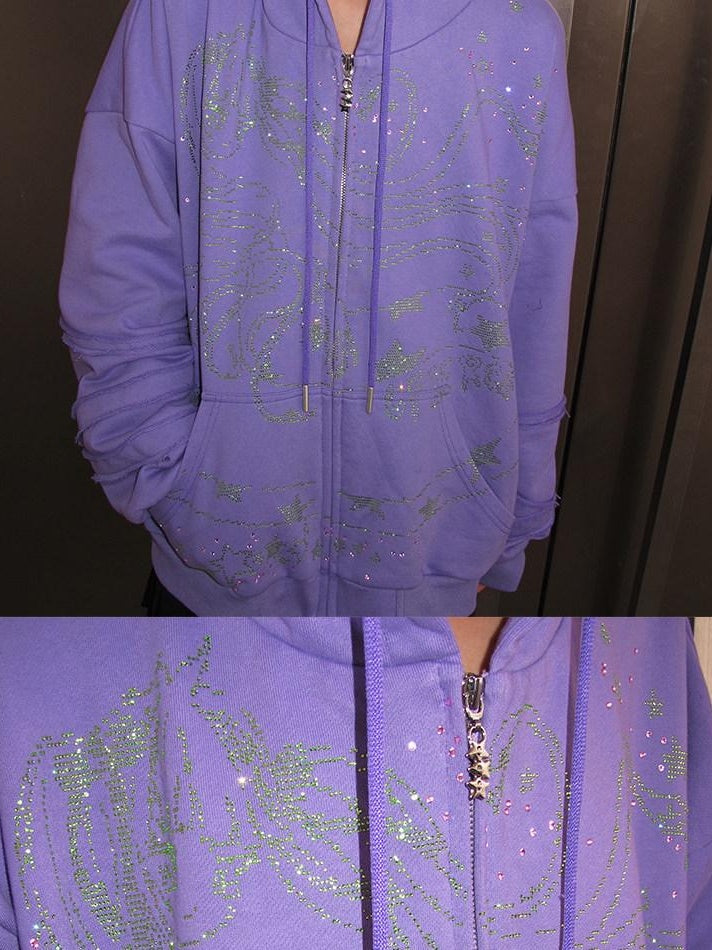 CFIERCE 100 Percent Cotton Loose Fit Cartoon Anime Zip Up Long Sleeve Casual Jacket