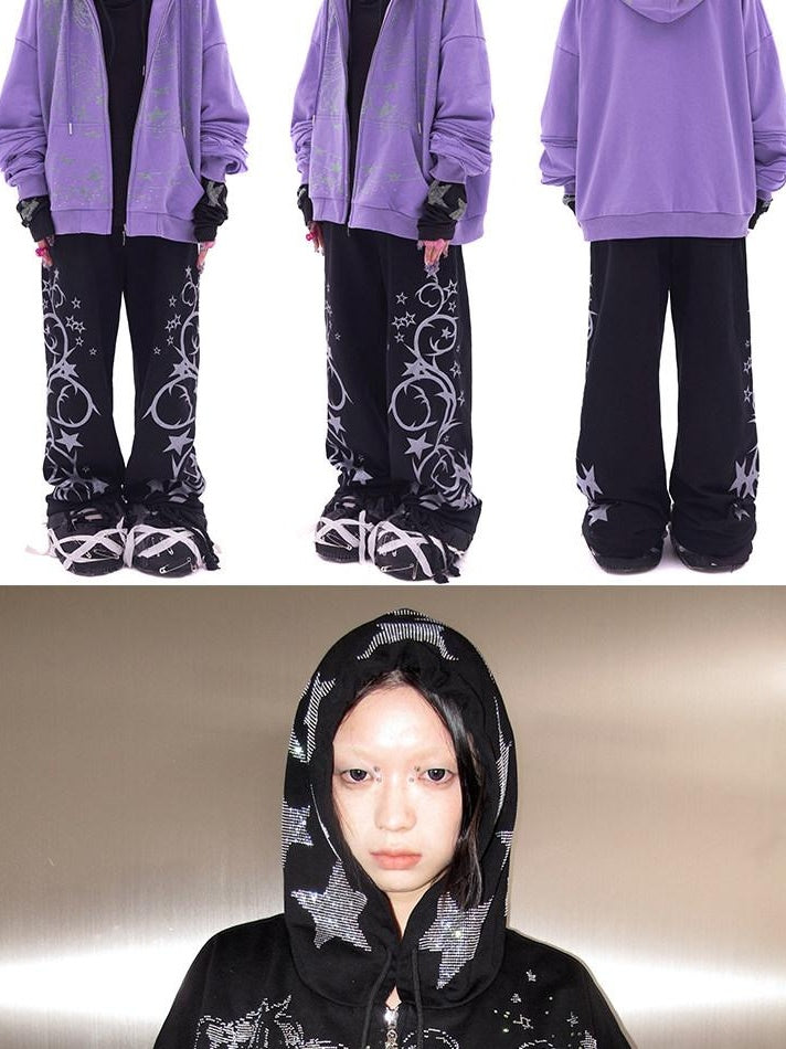 CFIERCE 100 Percent Cotton Loose Fit Cartoon Anime Zip Up Long Sleeve Casual Jacket