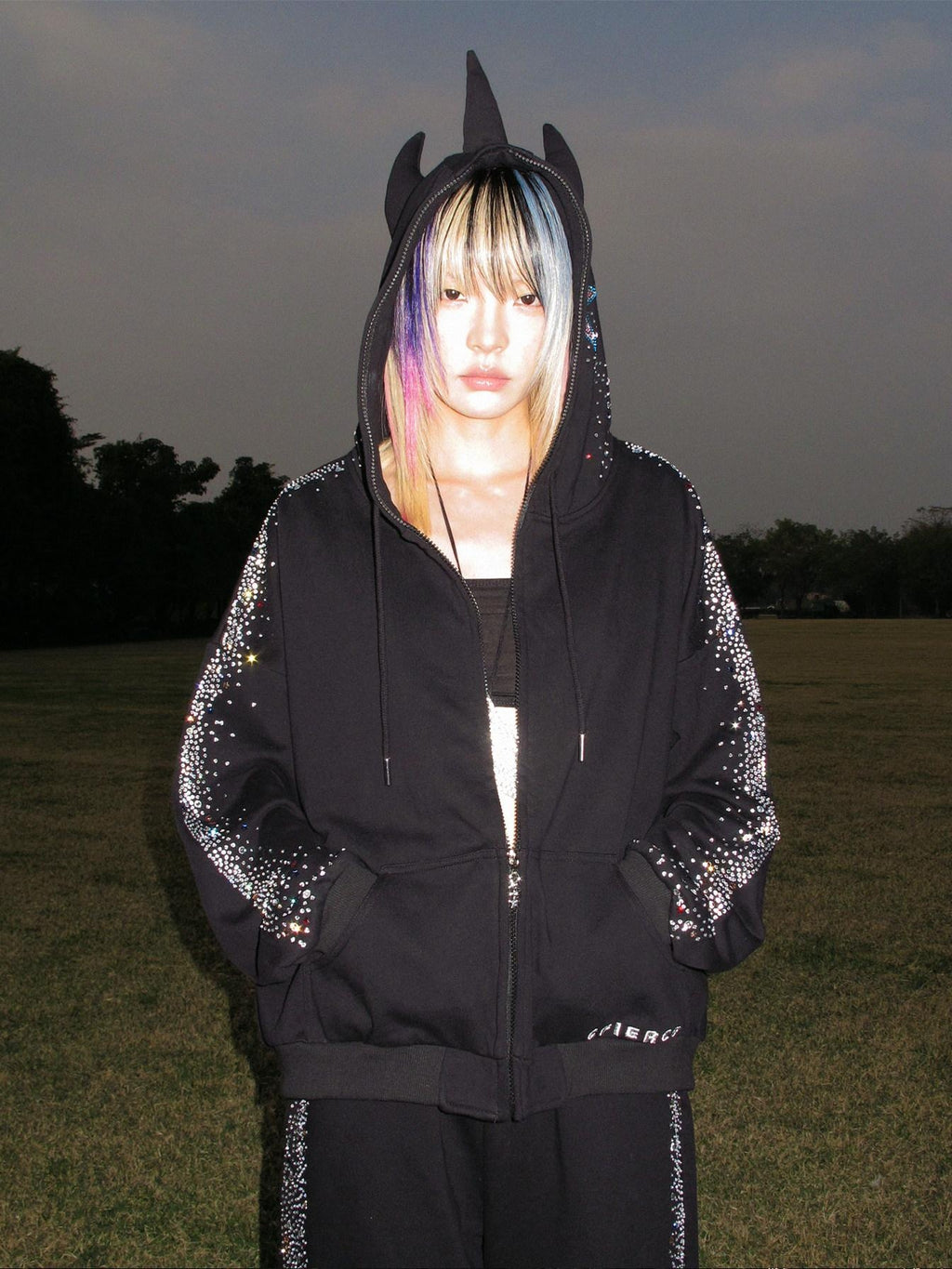 CFIERCE 100 Percent Cotton Loose Oversized Long Sleeve Letter Zip Unisex Hoodie