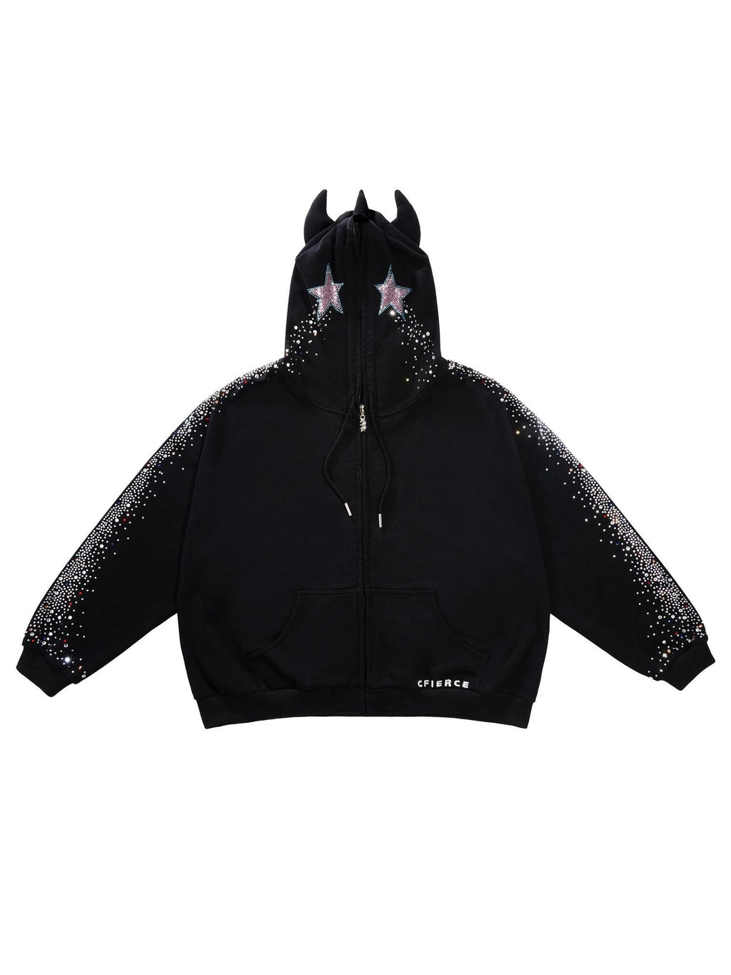 CFIERCE 100 Percent Cotton Loose Oversized Long Sleeve Letter Zip Unisex Hoodie