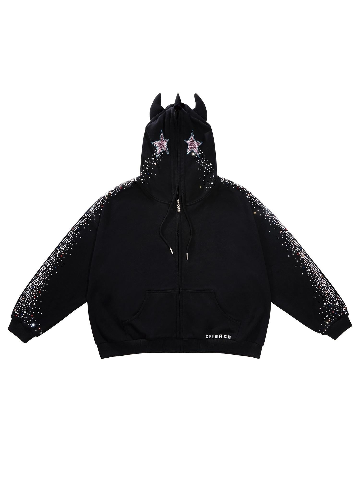 CFIERCE 100 Percent Cotton Loose Oversized Long Sleeve Letter Zip Unisex Hoodie
