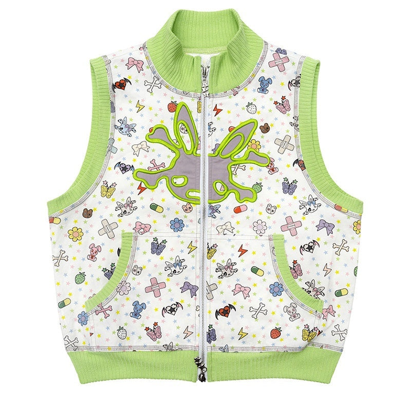 CFIERCE_100_Percent_Cotton_Zip_Short_Stand_Collar_Streetwear_Women_Green_Cardigan_MISSTT