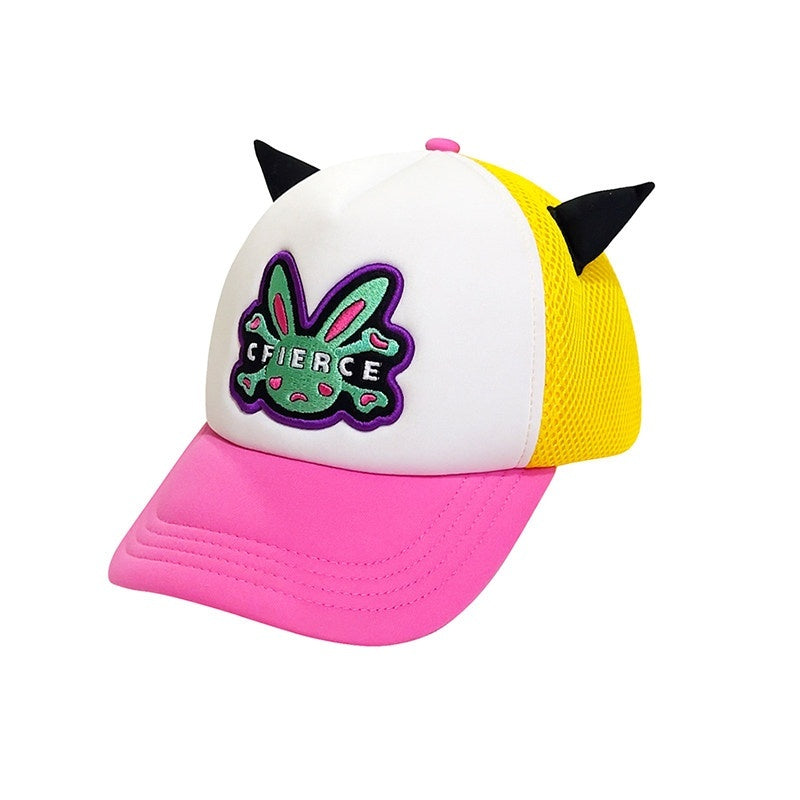 CFIERCE_Adjustable_Breathable_Polyester_Street_Trucker_Unisex_Black_Pink_Trucker_Hat_MISSTT