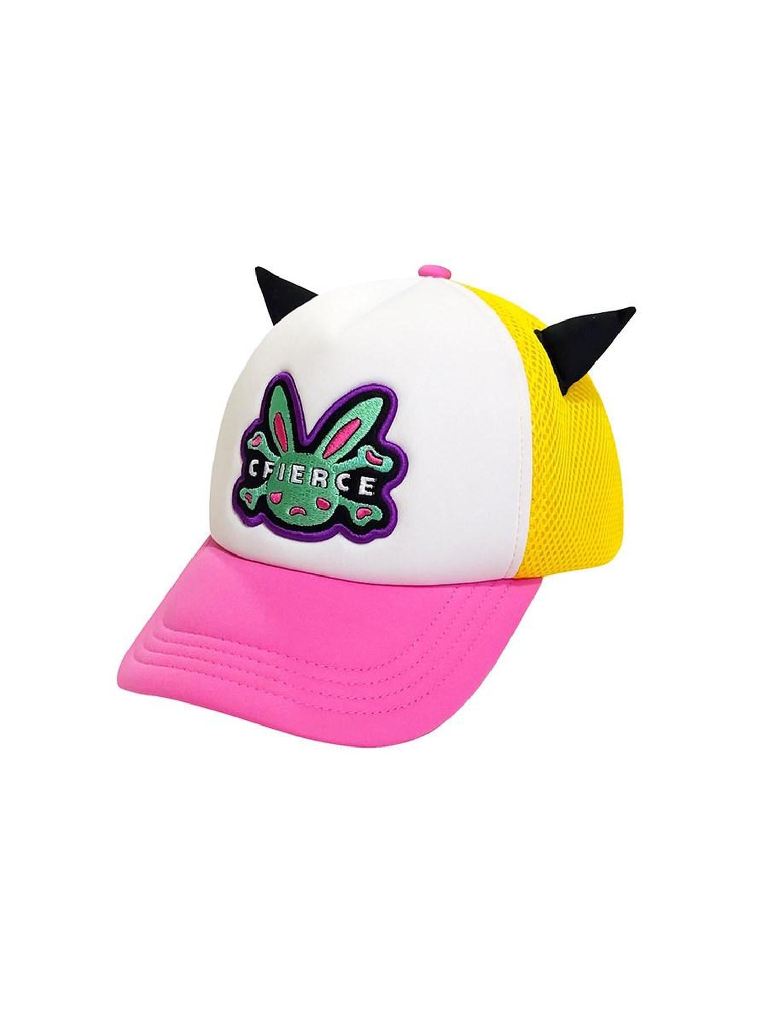CFIERCE Adjustable Breathable Polyester Street Trucker Unisex Black Pink Trucker Hat