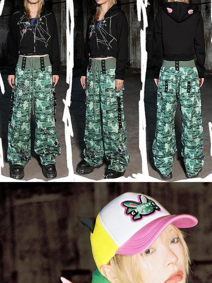 CFIERCE Adjustable Breathable Polyester Street Trucker Unisex Black Pink Trucker Hat