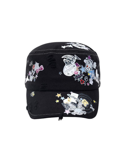 CFIERCE Adjustable Cotton Cartoon Hip Hop Casual Unisex Youth Black White Pink Hat