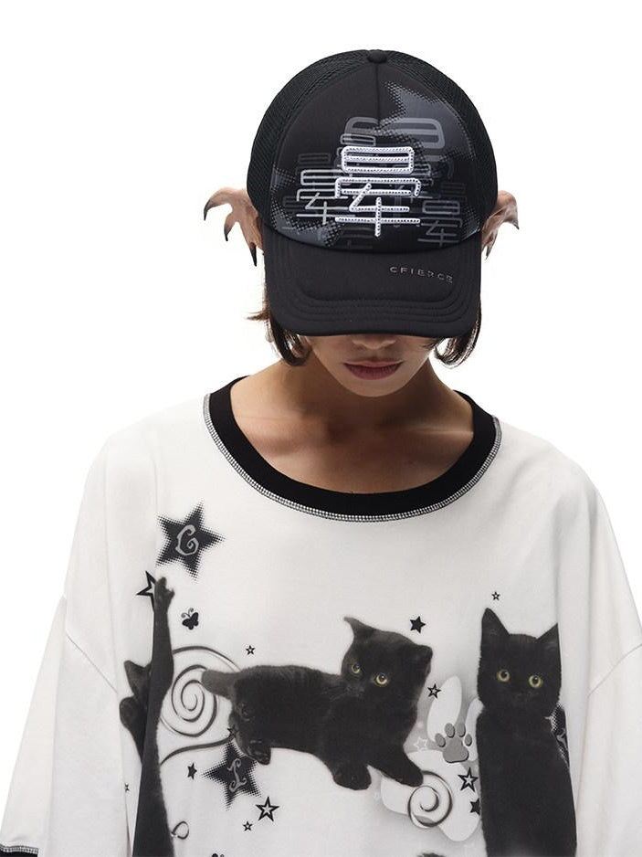 CFIERCE Adjustable Polyester Cartoon Geometric Colorblock Casual Unisex Baseball Cap