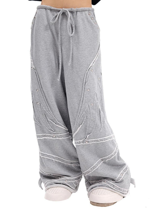 CFIERCE Angel Print 100 Percent Cotton Casual Wide Leg Natural Waist Youth Unisex Pants