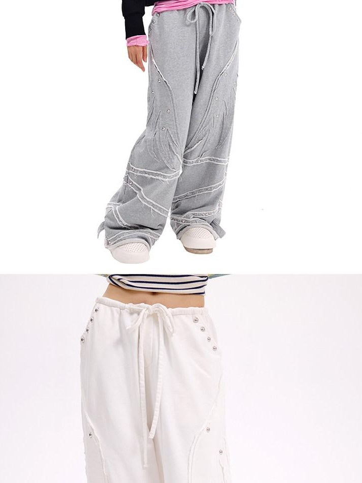 CFIERCE Angel Print 100 Percent Cotton Casual Wide Leg Natural Waist Youth Unisex Pants