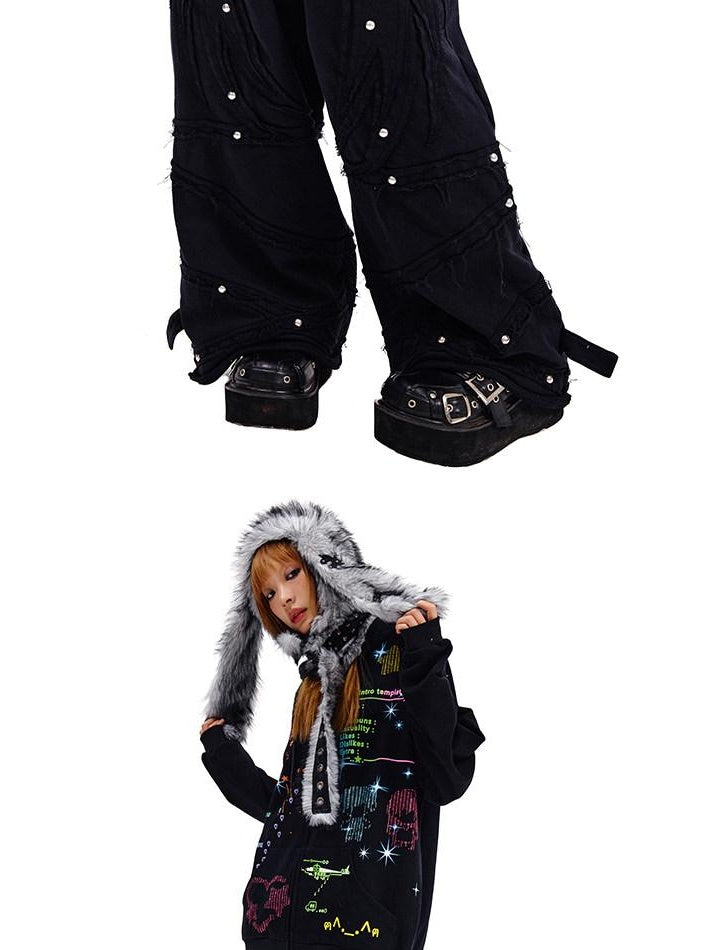 CFIERCE Angel Print 100 Percent Cotton Casual Wide Leg Natural Waist Youth Unisex Pants