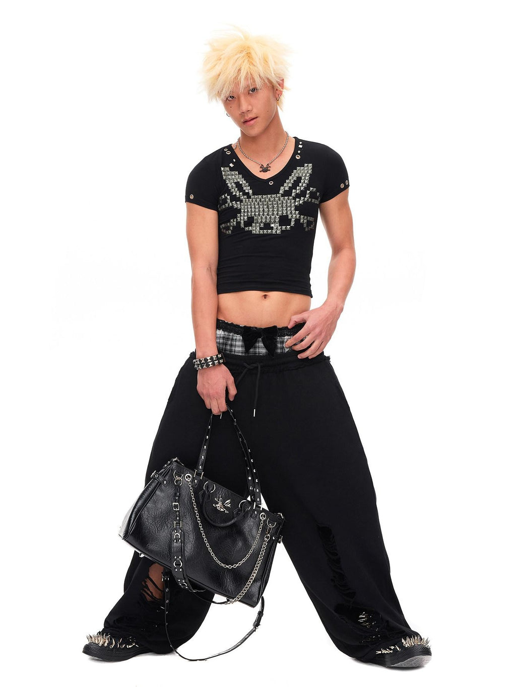 CFIERCE Asymmetric Street Loose Fit Straight Leg High Waist Quick Dry Cotton Black Pants