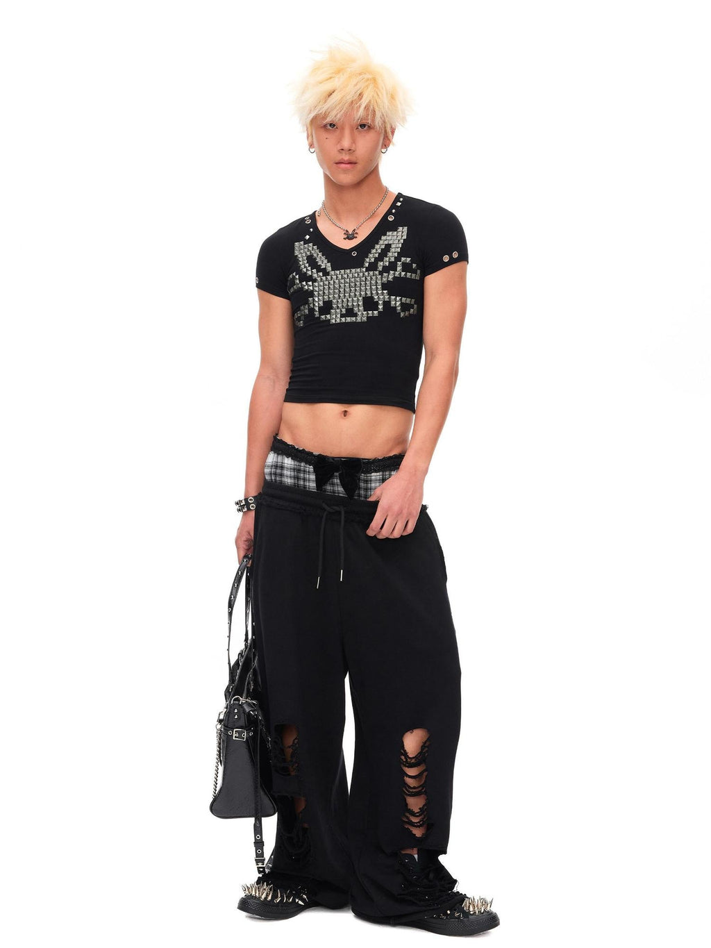 CFIERCE Asymmetric Street Loose Fit Straight Leg High Waist Quick Dry Cotton Black Pants