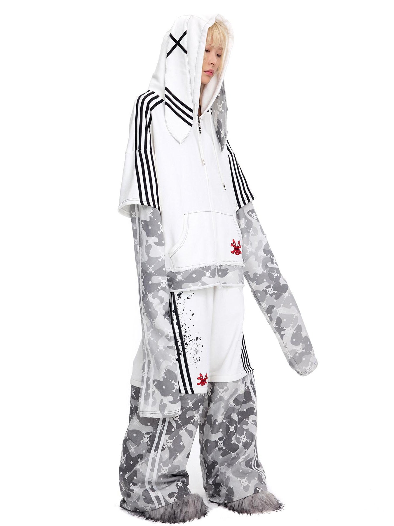 CFIERCE Asymmetric Street Oversized Women Natural Waist Cotton White Cargo Pants