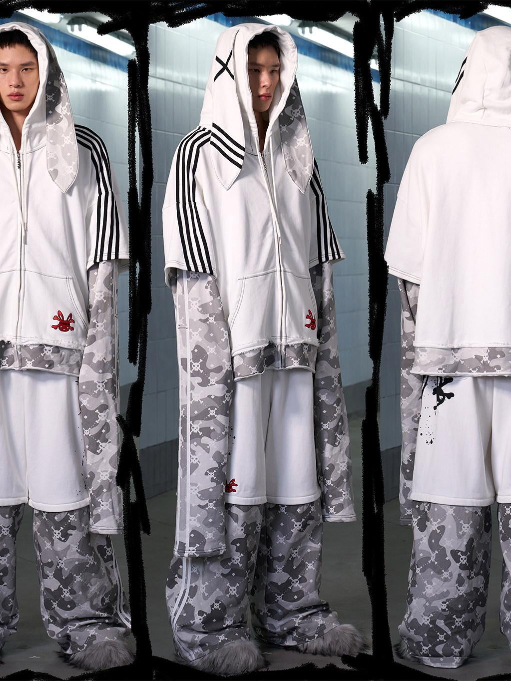 CFIERCE Asymmetric Street Oversized Women Natural Waist Cotton White Cargo Pants