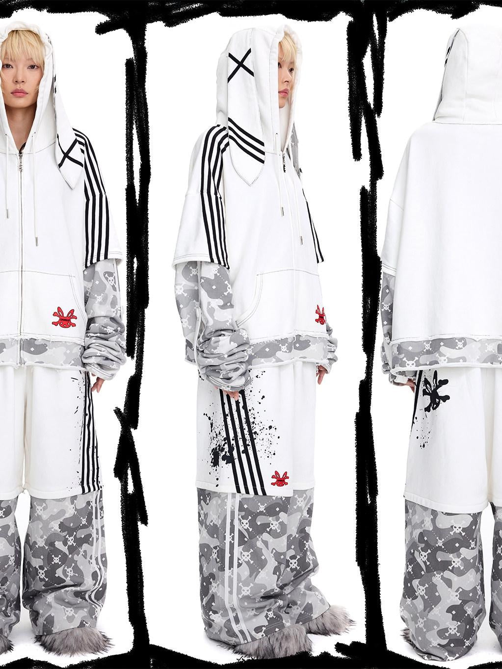CFIERCE Asymmetric Street Oversized Women Natural Waist Cotton White Cargo Pants