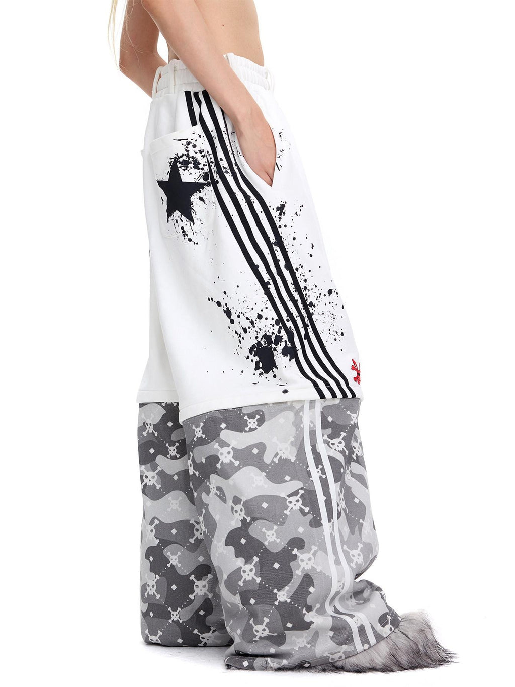 CFIERCE Asymmetric Street Oversized Women Natural Waist Cotton White Cargo Pants