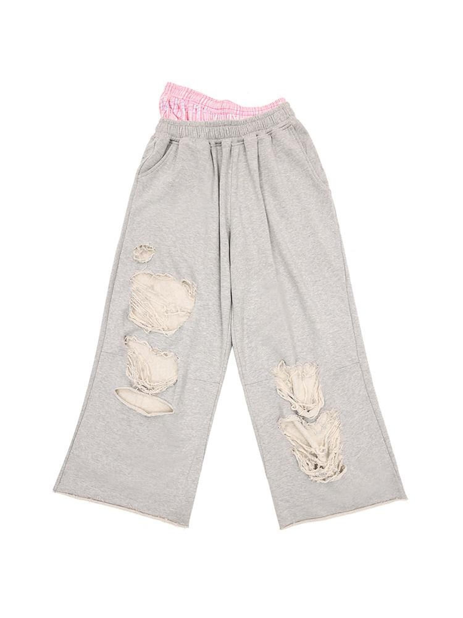 CFIERCE Asymmetric Street Style Loose High Waist Quick Dry Cotton Wide Leg Pants