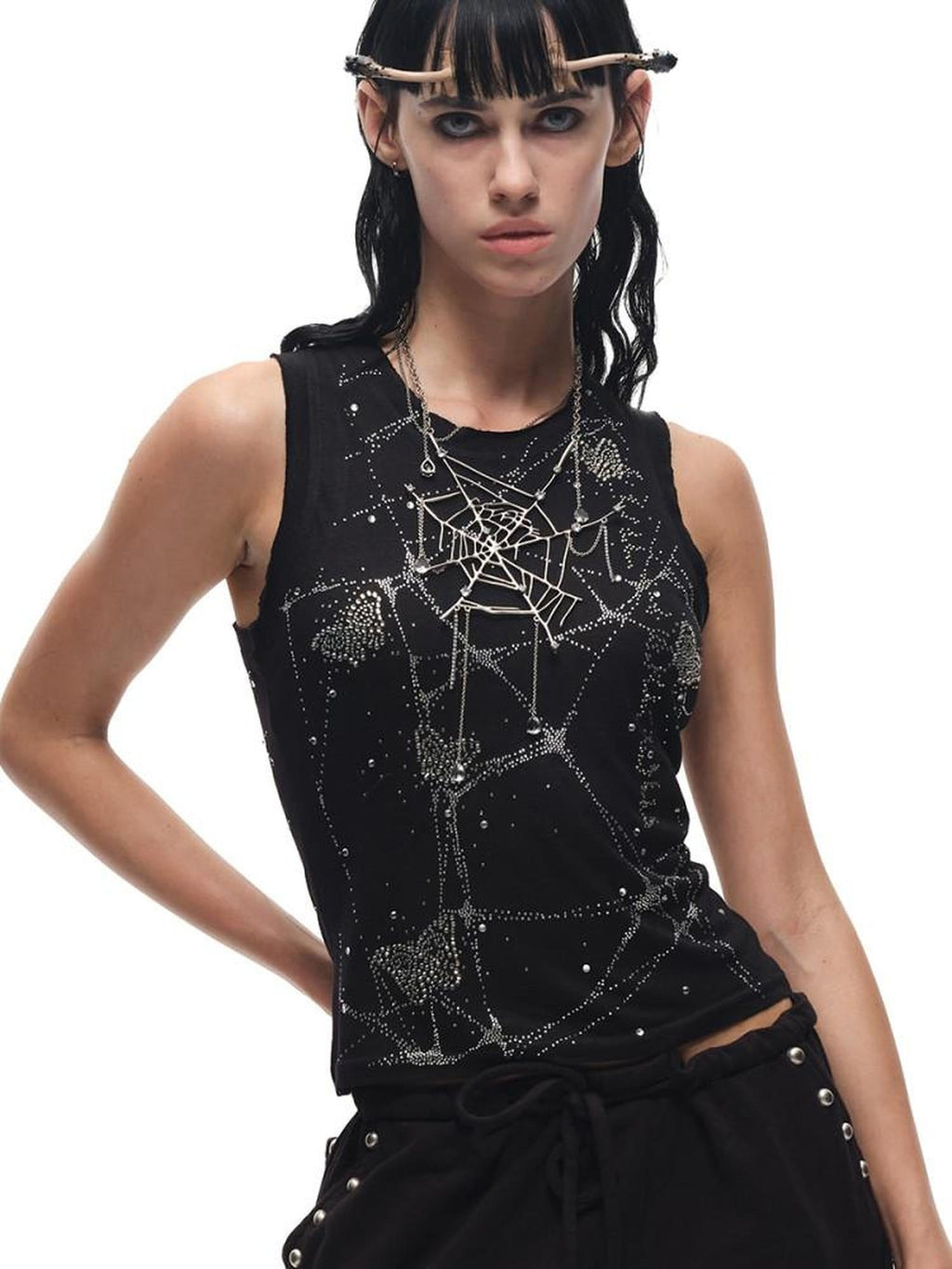 CFIERCE Beaded Original Design Slim Fit Racerback Unisex Polyester Linen Crop Tank Top