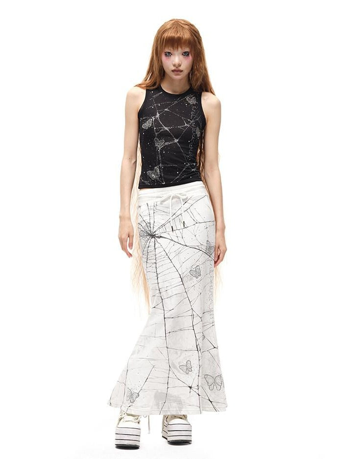 CFIERCE Beaded Original Design Slim Fit Racerback Unisex Polyester Linen Crop Tank Top