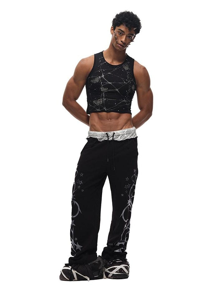 CFIERCE Beaded Original Design Slim Fit Racerback Unisex Polyester Linen Crop Tank Top