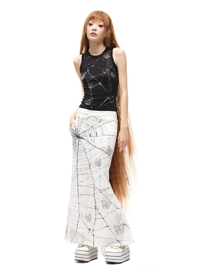 CFIERCE Beaded Original Design Slim Fit Racerback Unisex Polyester Linen Crop Tank Top