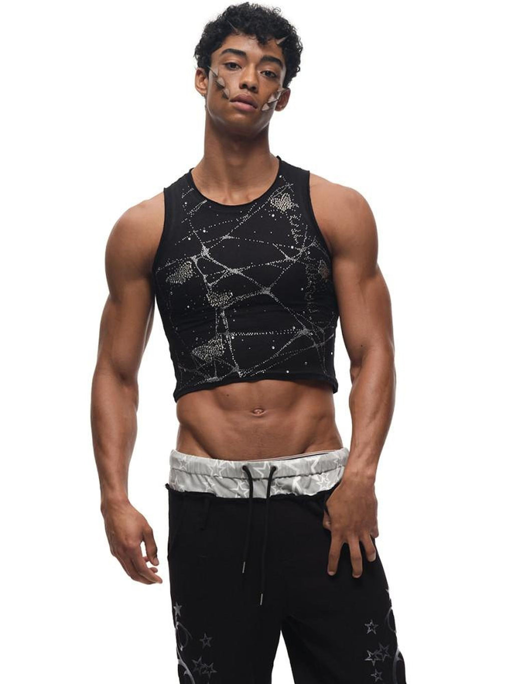 CFIERCE Beaded Original Design Slim Fit Racerback Unisex Polyester Linen Crop Tank Top