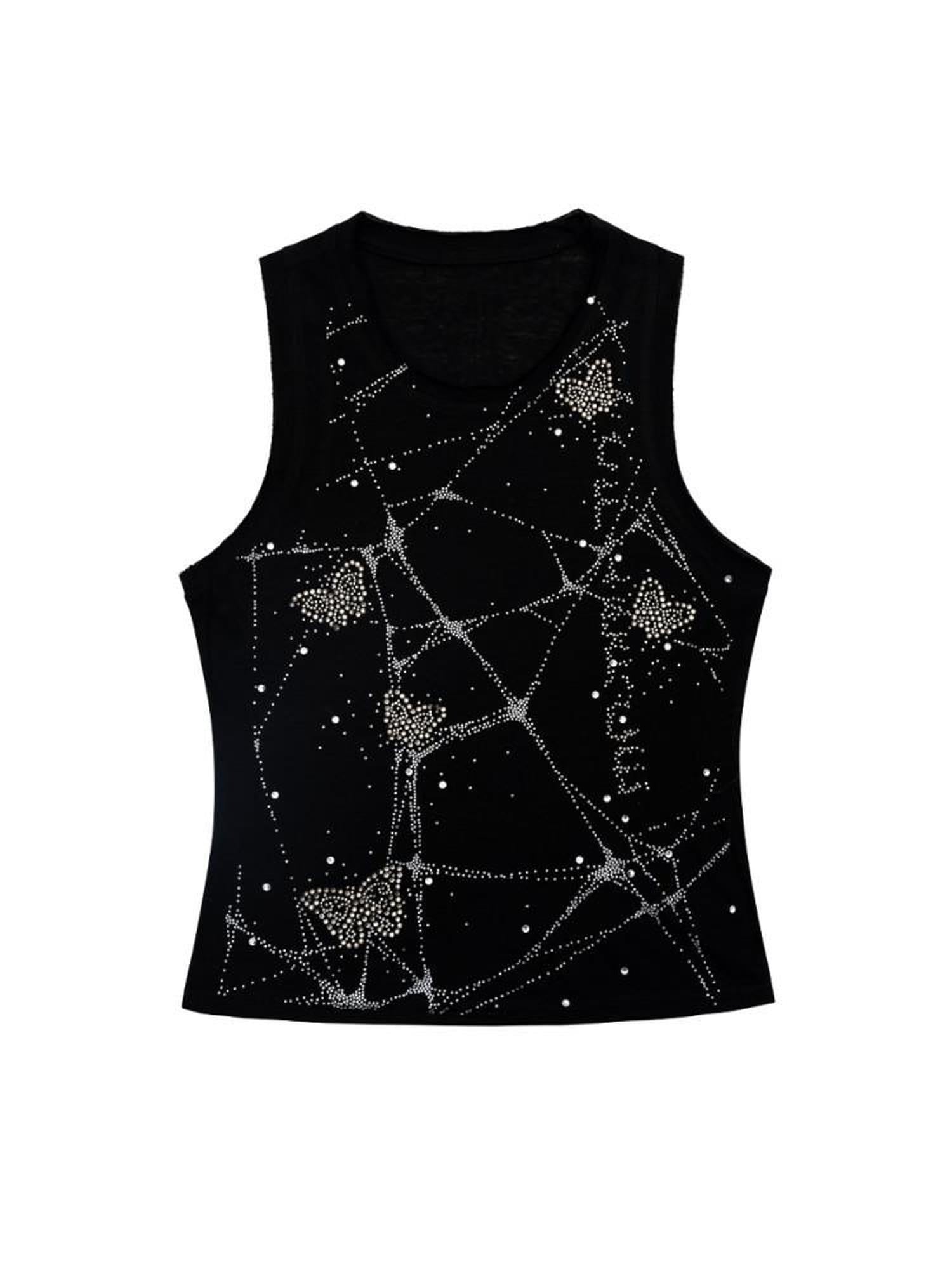 CFIERCE Beaded Original Design Slim Fit Racerback Unisex Polyester Linen Crop Tank Top