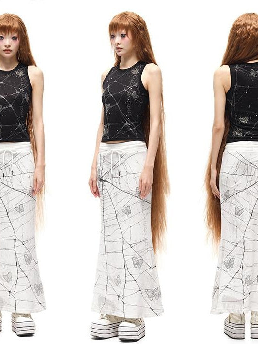 CFIERCE Beaded Original Design Slim Fit Racerback Unisex Polyester Linen Crop Tank Top
