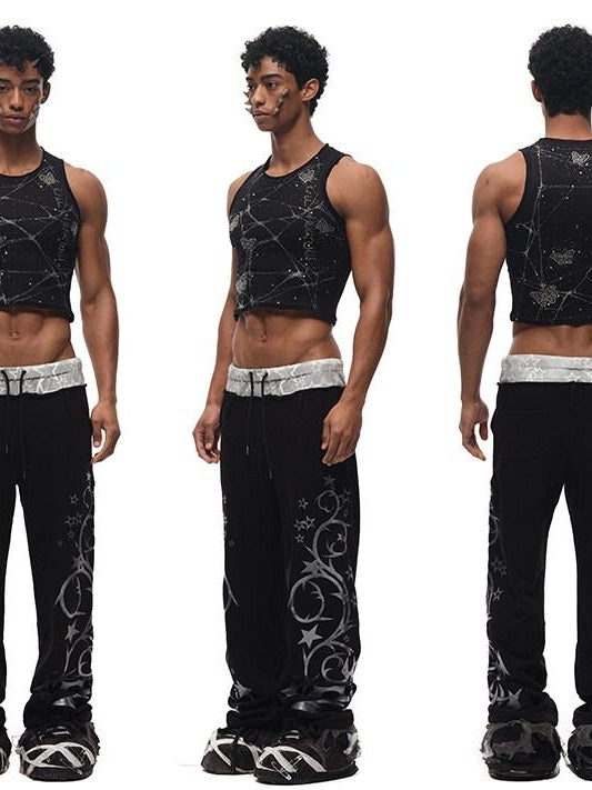 CFIERCE Beaded Original Design Slim Fit Racerback Unisex Polyester Linen Crop Tank Top
