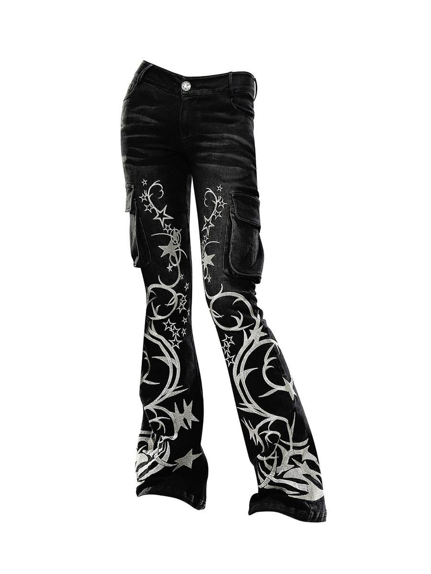 CFIERCE Black High Waist Slight Stretch Cotton Streetwear Straight Fit Girls Pants
